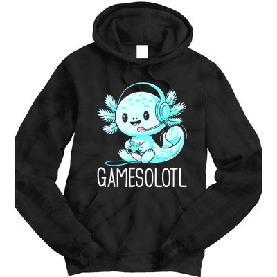 Gamesolotl Kawaii Axolotl Gamer Anime Design Tie Dye Hoodie