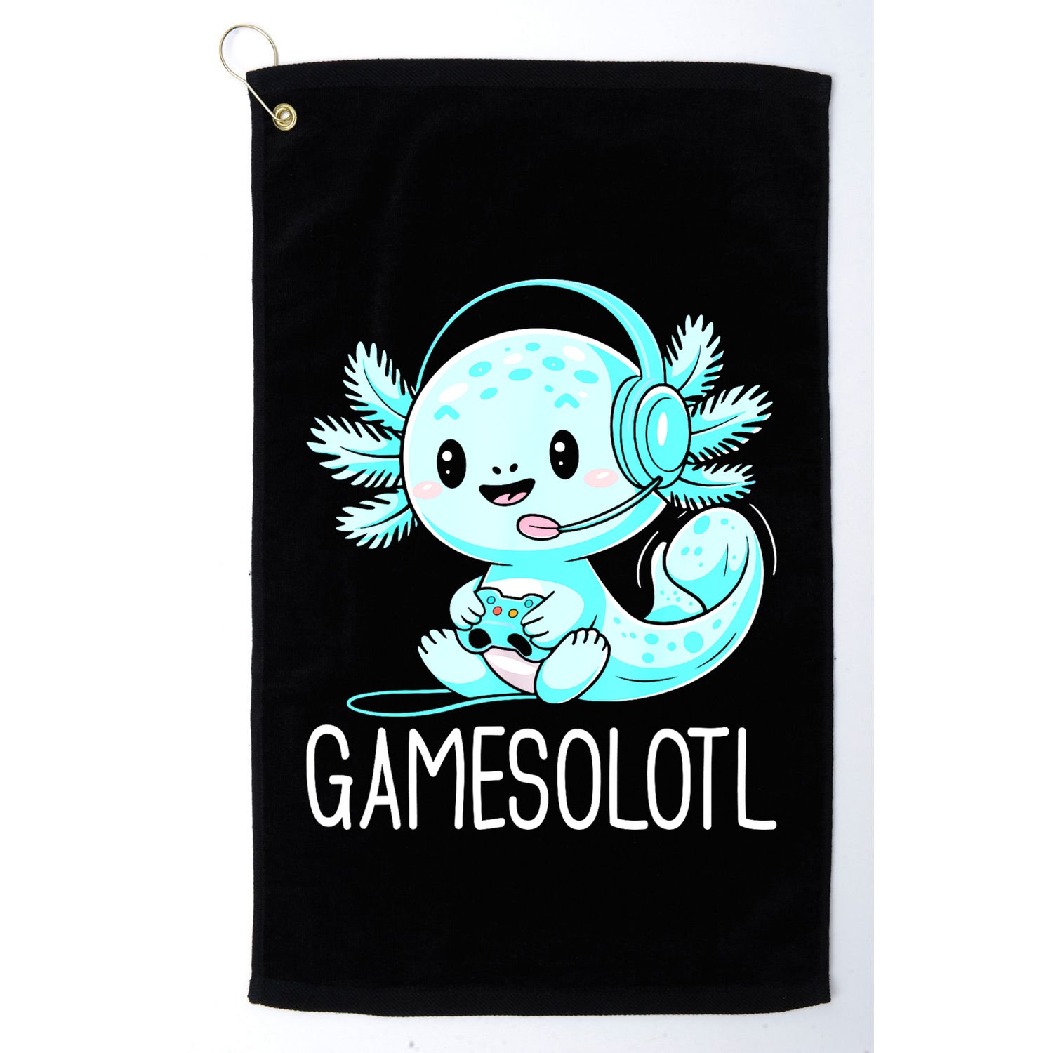 Gamesolotl Kawaii Axolotl Gamer Anime Design Golf Towel