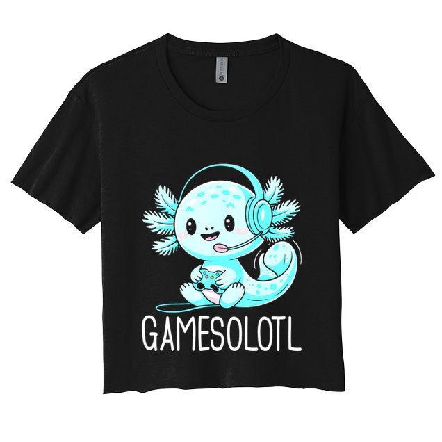 Gamesolotl Kawaii Axolotl Gamer Anime Design Women's Crop Top Tee