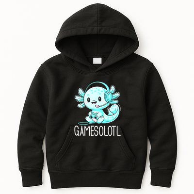 Gamesolotl Kawaii Axolotl Gamer Anime Design Kids Hoodie