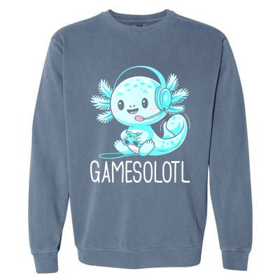 Gamesolotl Kawaii Axolotl Gamer Anime Design Garment-Dyed Sweatshirt