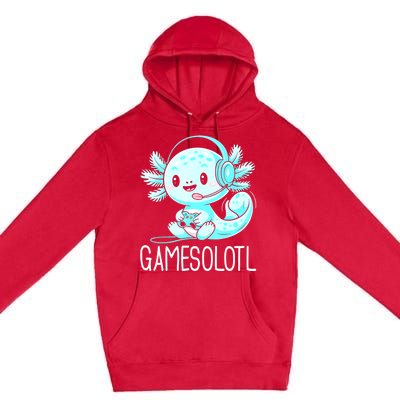 Gamesolotl Kawaii Axolotl Gamer Anime Design Premium Pullover Hoodie