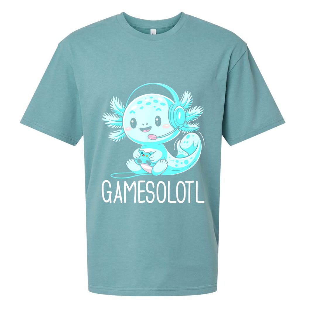 Gamesolotl Kawaii Axolotl Gamer Anime Design Sueded Cloud Jersey T-Shirt