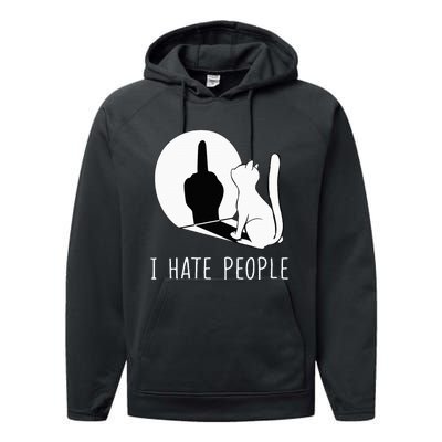 Grumpy Kitten Cats I DonT Like People Cat I Hate People Cat Performance Fleece Hoodie