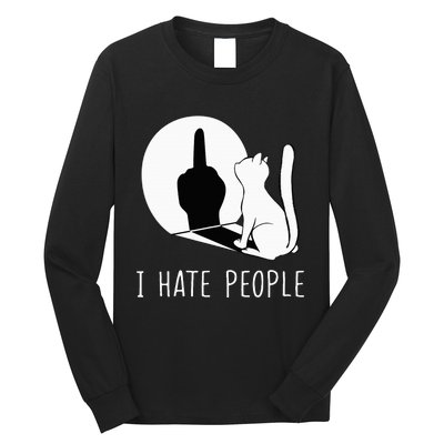 Grumpy Kitten Cats I DonT Like People Cat I Hate People Cat Long Sleeve Shirt