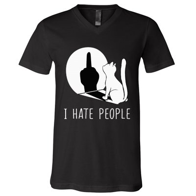 Grumpy Kitten Cats I DonT Like People Cat I Hate People Cat V-Neck T-Shirt