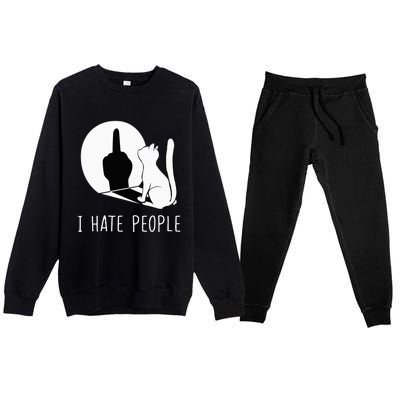 Grumpy Kitten Cats I DonT Like People Cat I Hate People Cat Premium Crewneck Sweatsuit Set