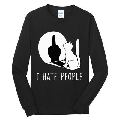 Grumpy Kitten Cats I DonT Like People Cat I Hate People Cat Tall Long Sleeve T-Shirt