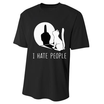 Grumpy Kitten Cats I DonT Like People Cat I Hate People Cat Performance Sprint T-Shirt