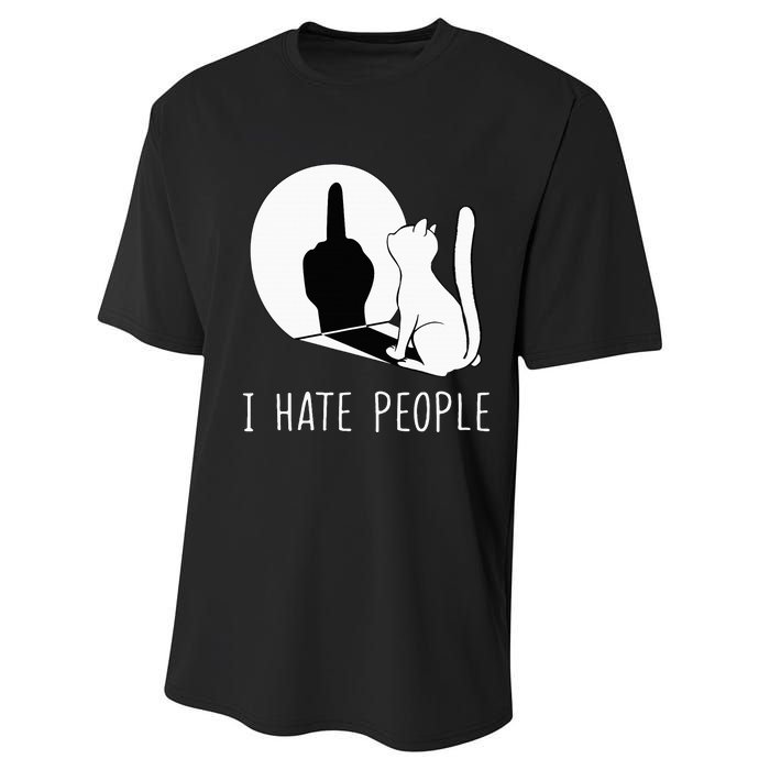 Grumpy Kitten Cats I DonT Like People Cat I Hate People Cat Performance Sprint T-Shirt