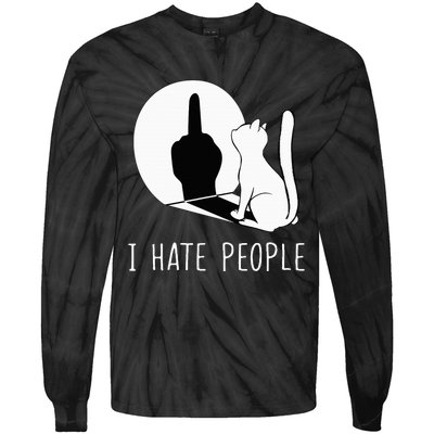 Grumpy Kitten Cats I DonT Like People Cat I Hate People Cat Tie-Dye Long Sleeve Shirt