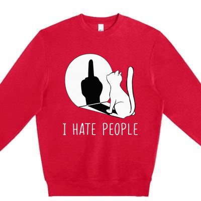 Grumpy Kitten Cats I DonT Like People Cat I Hate People Cat Premium Crewneck Sweatshirt