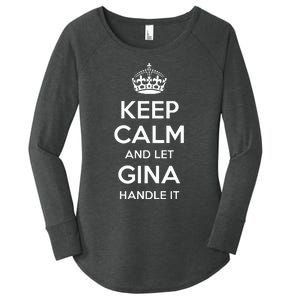 Gina Keep Calm Personalized Name Funny Birthday Women's Perfect Tri Tunic Long Sleeve Shirt