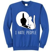 Grumpy Kitten Cats I DonT Like People Cat I Hate People Cat Gift Tall Sweatshirt