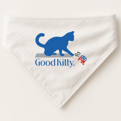 Good Kitty Cat Ladies For Kamala Vote Blue USA-Made Doggie Bandana