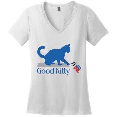 Good Kitty Cat Ladies For Kamala Vote Blue Women's V-Neck T-Shirt