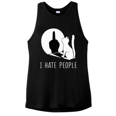 Grumpy Kitten Cats I Dont Like People Cat Ladies PosiCharge Tri-Blend Wicking Tank