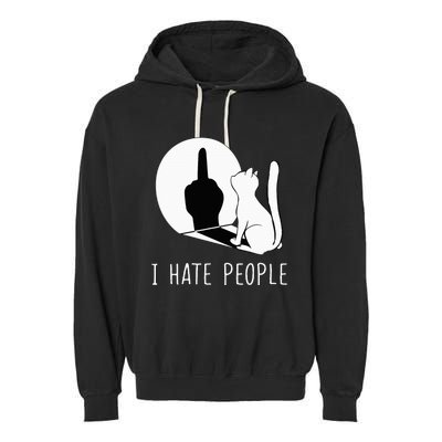 Grumpy Kitten Cats I Dont Like People Cat Garment-Dyed Fleece Hoodie