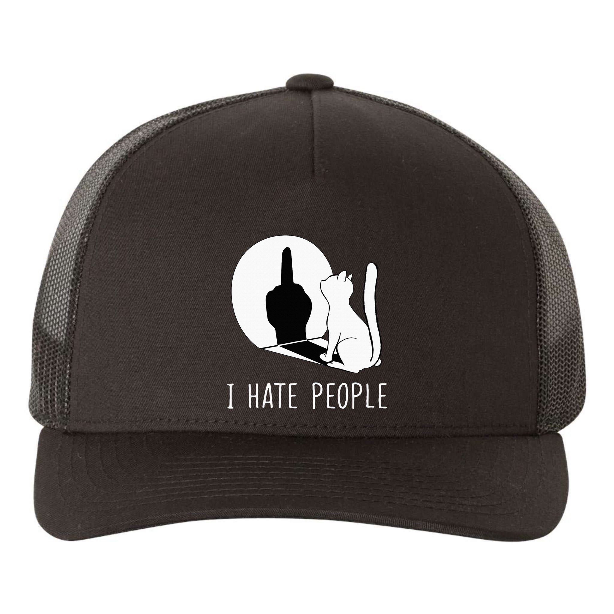 Grumpy Kitten Cats I Dont Like People Cat Yupoong Adult 5-Panel Trucker Hat