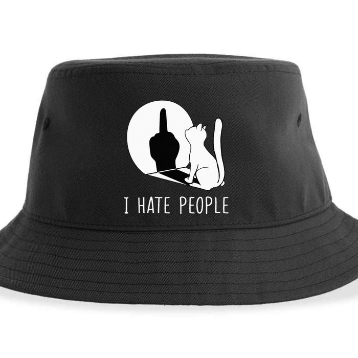 Grumpy Kitten Cats I Dont Like People Cat Sustainable Bucket Hat