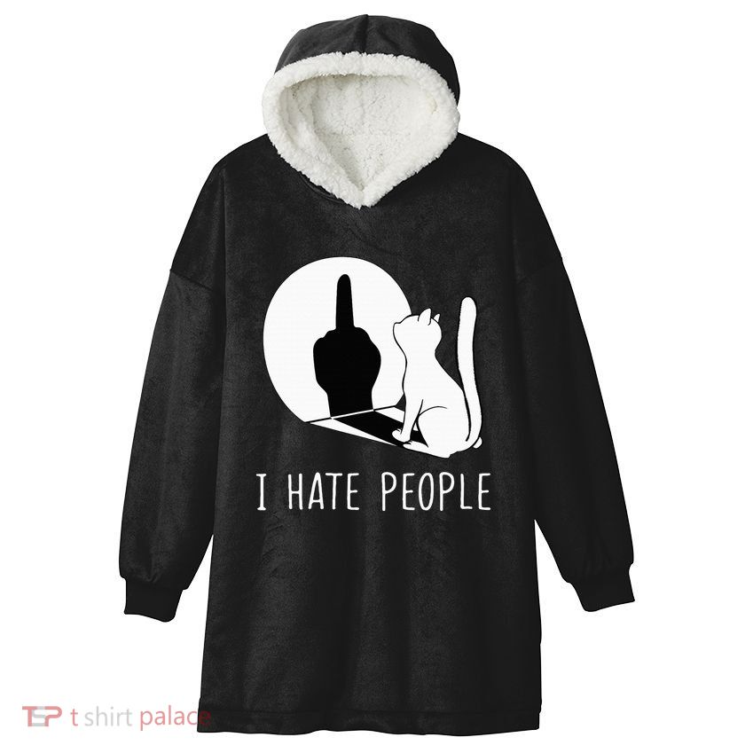 Grumpy Kitten Cats I Dont Like People Cat Hooded Wearable Blanket