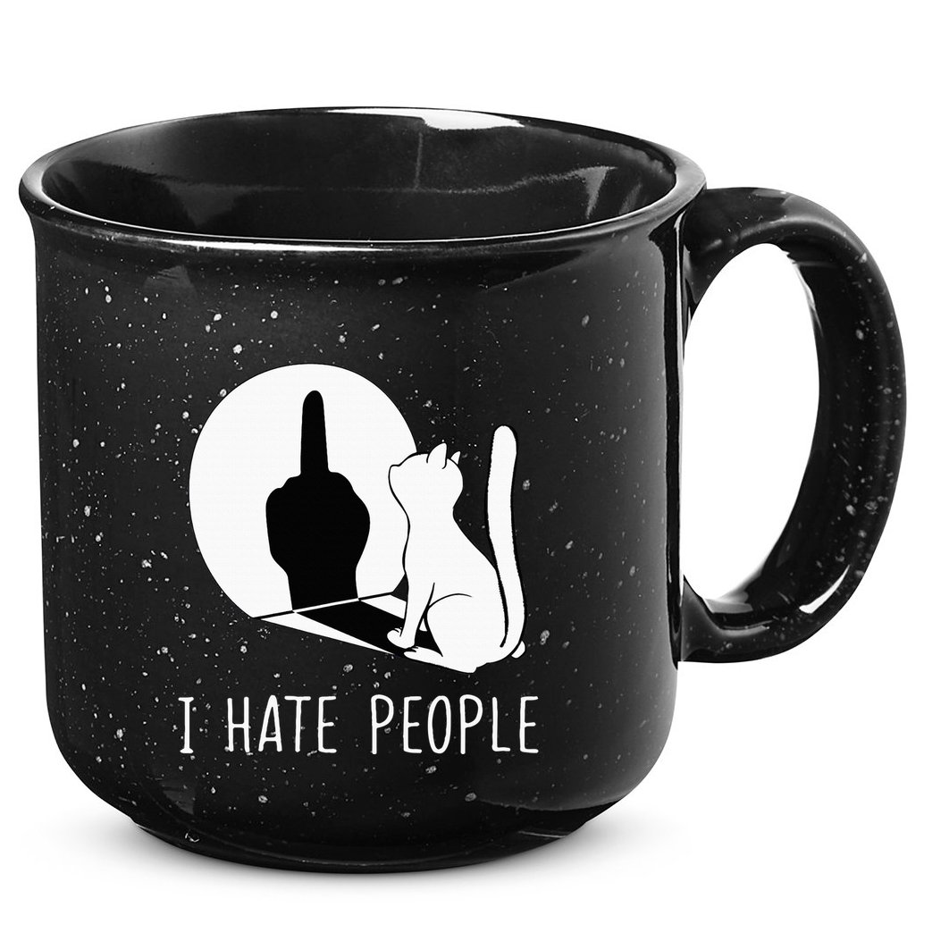 Grumpy Kitten Cats I Dont Like People Cat 15oz Campfire Ceramic Mug