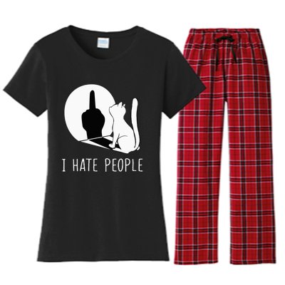 Grumpy Kitten Cats I Dont Like People Cat Women's Flannel Pajama Set