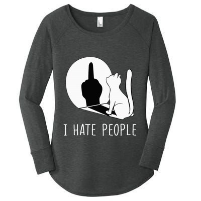 Grumpy Kitten Cats I Dont Like People Cat Women's Perfect Tri Tunic Long Sleeve Shirt