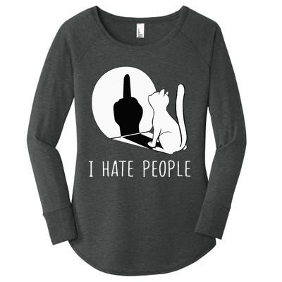 Grumpy Kitten Cats I Dont Like People Cat Women's Perfect Tri Tunic Long Sleeve Shirt