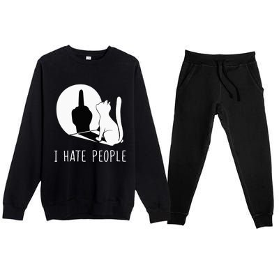 Grumpy Kitten Cats I Dont Like People Cat Premium Crewneck Sweatsuit Set