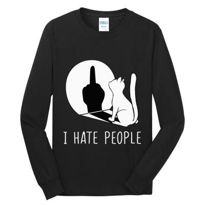 Grumpy Kitten Cats I Dont Like People Cat Tall Long Sleeve T-Shirt