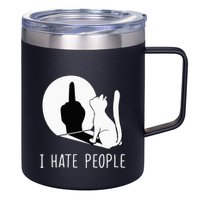 Grumpy Kitten Cats I Dont Like People Cat 12oz Stainless Steel Coffee Mug