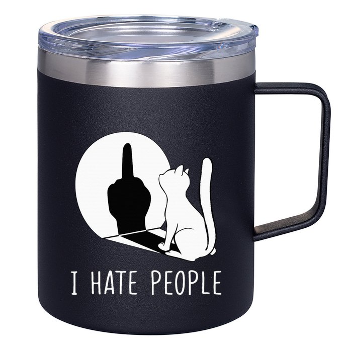 Grumpy Kitten Cats I Dont Like People Cat 12oz Stainless Steel Coffee Mug