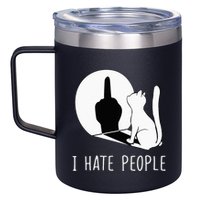 Grumpy Kitten Cats I Dont Like People Cat 12oz Stainless Steel Coffee Mug