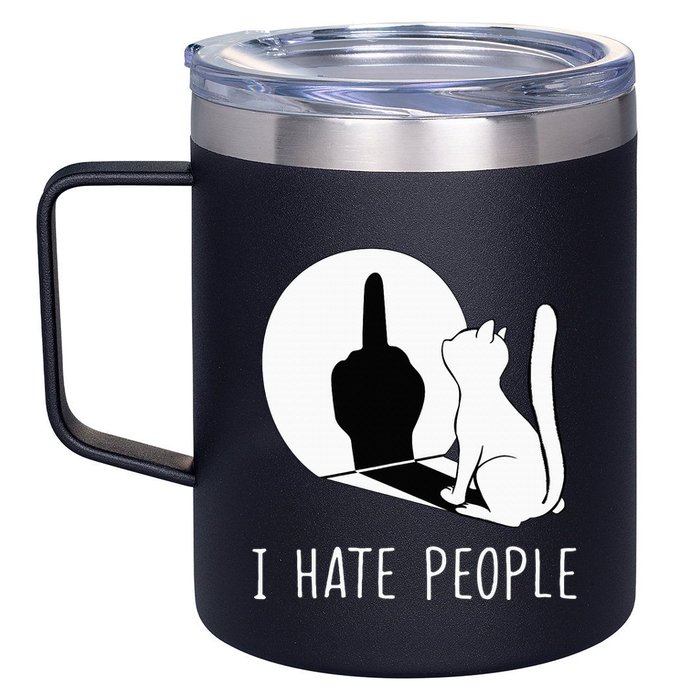Grumpy Kitten Cats I Dont Like People Cat 12oz Stainless Steel Coffee Mug