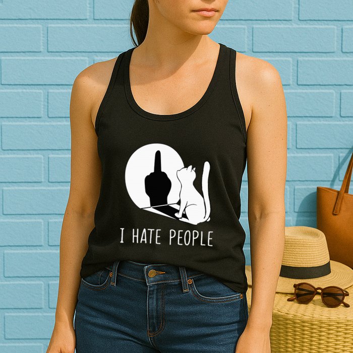 Grumpy Kitten Cats I Dont Like People Cat Womens Tank Top