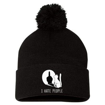 Grumpy Kitten Cats I Dont Like People Cat Pom Pom 12in Knit Beanie