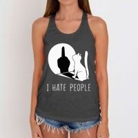 Grumpy Kitten Cats I Dont Like People Cat Women's Knotted Racerback Tank