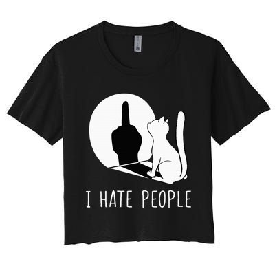 Grumpy Kitten Cats I Dont Like People Cat Women's Crop Top Tee