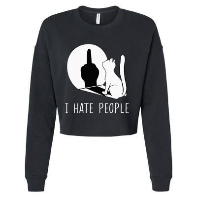 Grumpy Kitten Cats I Dont Like People Cat Cropped Pullover Crew