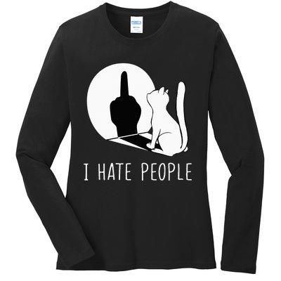 Grumpy Kitten Cats I Dont Like People Cat Ladies Long Sleeve Shirt