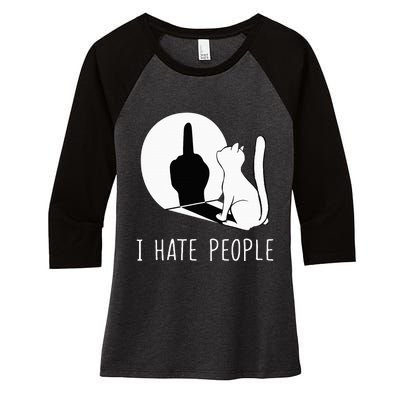 Grumpy Kitten Cats I Dont Like People Cat Women's Tri-Blend 3/4-Sleeve Raglan Shirt