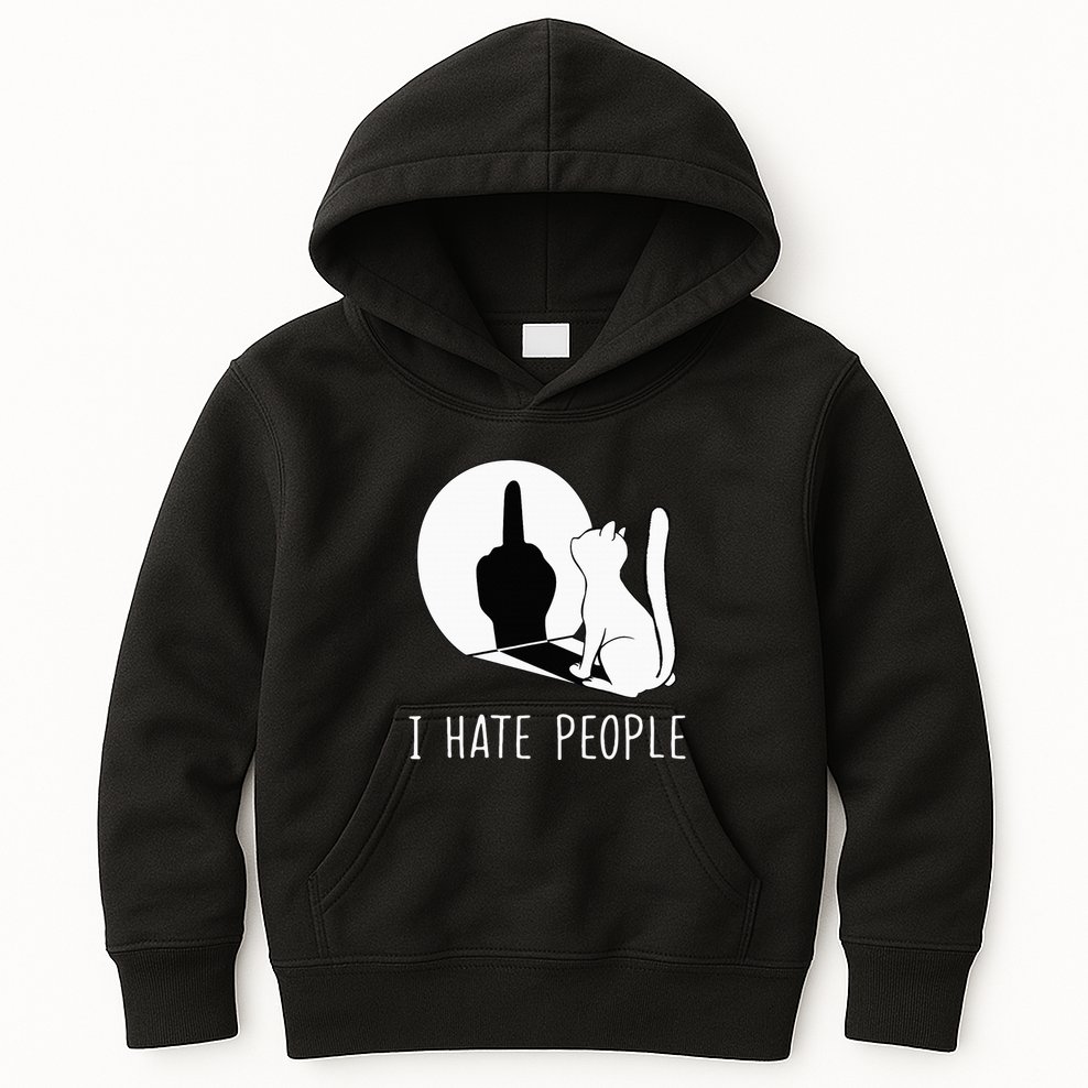 Grumpy Kitten Cats I Dont Like People Cat Kids Hoodie