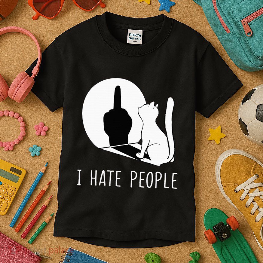 Grumpy Kitten Cats I Dont Like People Cat Kids T-Shirt