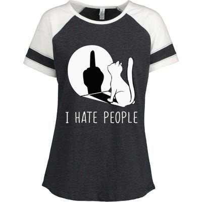 Grumpy Kitten Cats I Dont Like People Cat Enza Ladies Jersey Colorblock Tee