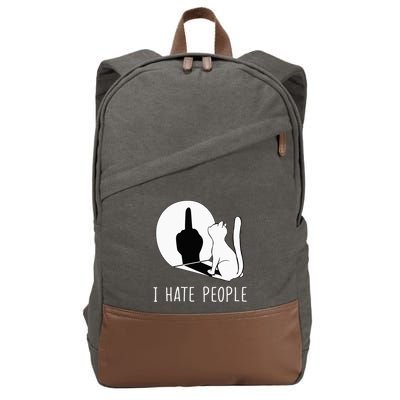 Grumpy Kitten Cats I Dont Like People Cat Cotton Canvas Backpack