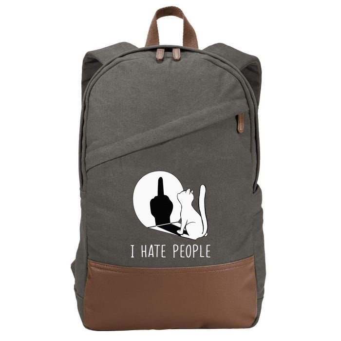 Grumpy Kitten Cats I Dont Like People Cat Cotton Canvas Backpack