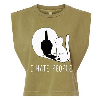 Grumpy Kitten Cats I Dont Like People Cat Garment-Dyed Women's Muscle Tee