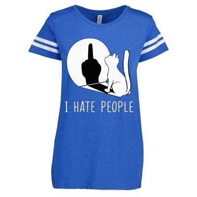 Grumpy Kitten Cats I Dont Like People Cat Enza Ladies Jersey Football T-Shirt