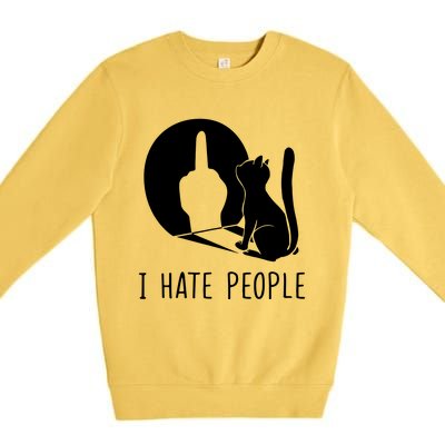 Grumpy Kitten Cats I Dont Like People Cat I Hate People Cat Premium Crewneck Sweatshirt